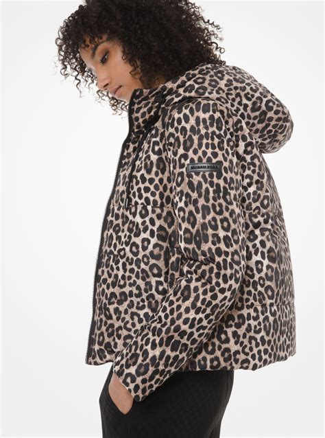 michael kors hamilton leopard print|Michael Kors leopard puffer jacket.